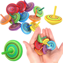 Houten tol gekleurd 4 cm