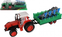 Kunststof tractor met aanhanger en ploeg 53 cm met vliegwiel