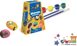 Creatieve set om stenen te beschilderen met verf en penselen