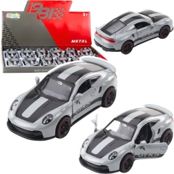Metalen sportwagen GTRS 1:43 met pull-back aandrijving en openslaande deuren – grijs