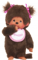 Monchhichi meisje met roze slabbetje 20 cm