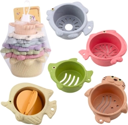 Kleurige torenbekertjes voor in bad 2-in-1, pastel, 6 stuks