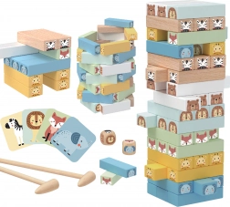 WOOPRIE Houten spel Trillende Toren Diertjes 82 stuks