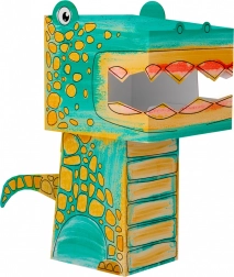 Papieren 3D-kleurpuzzel – kat – Tyrannosaurus