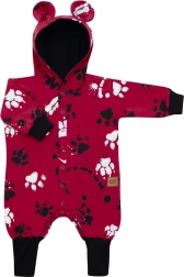 Baby katoenen onesie met capuchon en oortjes NEW BABY Paw donkerroze 86 (12–18 maanden)