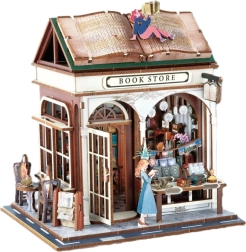 3D houten bouwpakket boekwinkel 14,5 × 16 × 18 cm