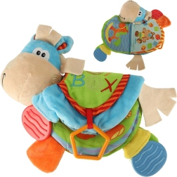 Sensorisch kinderboekje met een rammelaar en bijtring ezeltje