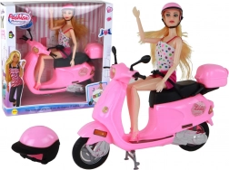 Set pop met roze scooter met beweegbare gewrichten