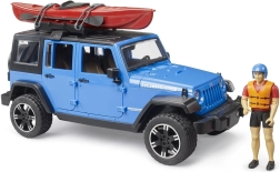 Bruder Jeep Wrangler Rubicon met kajak en figuur op schaal 1:16