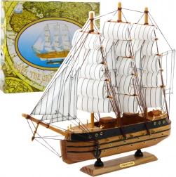 Decoratief model van historische driemaster zeilschip wit 39x36cm