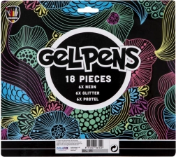 Set van 18 gelpennen