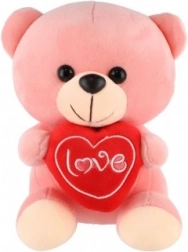 Roze pluchen teddybeer met hartje 19 cm
