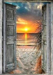 Diamantschilderij Uitzicht op het strand 30x40 cm