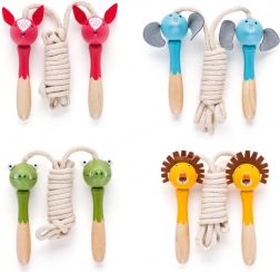 Springtouwen voor kinderen met houten dierenhandvatten