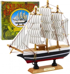 Decoratief model driemaster zwart-wit 21x21 cm