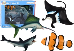 Set figuren van zeedieren haai dolfijn rog 5 stuks