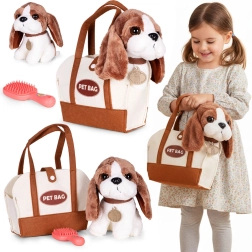 Pluche hondje in tas met borsteltje voor kinderen