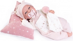Antonio Juan Clara – realistische pratende babypop, zacht stoffen lichaam, 34 cm