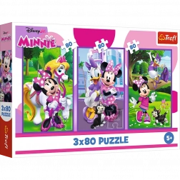 Puzzel 3x80 Minnie en vrienden van Disney Trefl