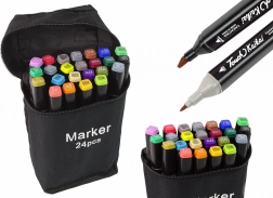 Set van 24 alcoholmarkers met dubbele punt met etui