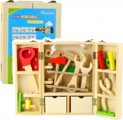 Houten set voor kleine klusser in koffer, 35 delen