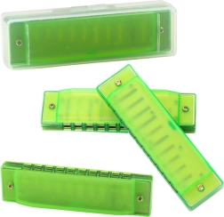 Groene diatonische mondharmonica voor kinderen en beginners met etui
