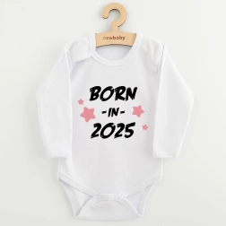 Babyromper met print new baby born in 2025, roze, maat 56 (0–3 maanden)