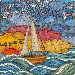 Vierkante puzzel Q Silver: zeilboot 72 stukjes