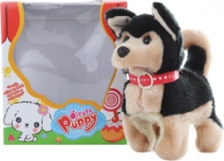 Lopende zwarte hond op batterijen