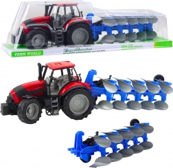 Tractor met ploeg rood 50 cm