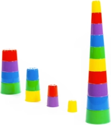 Stapelbare regenboogpiramide – toren van 10 bekertjes, 42 cm
