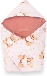 Gevoerde wikkeldeken voor autostoel NEW BABY Love Teddy Bear, roze