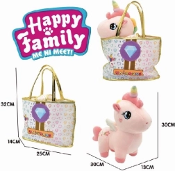 Pluchen eenhoorn in handtas Happy Family 30 cm