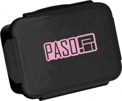 Lunchbox PASO Basic 650 ml, zwart met roze logo