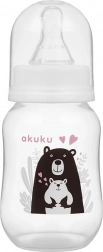 Akuku babyfles 125 ml met beertjesmotief, wit