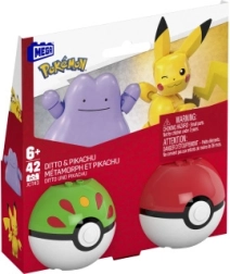 Mega pokémon poké ball pikachu en ditto – bouwset 42 onderdelen