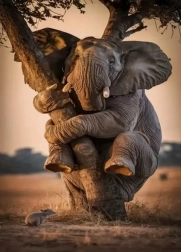 Diamantschilderen bange olifant 30 × 40 cm
