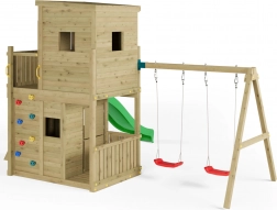Houten tuinspeelplaats voor kinderen FUNGOO Lofter met twee schommels