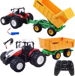 RC-tractor met afstandsbediening met rubberbanden en kiepbare aanhanger 2,4 GHz