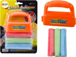 Set van stevige stoepkrijtjes met oranje houder, 3 stuks