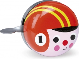 Retro fietsbel rood met rijder