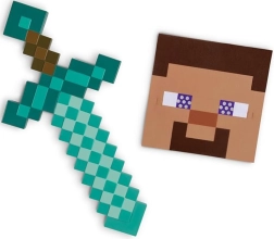 Minecraft kostuum voor halloween en carnaval – diamanten zwaard en steve-masker van disguise