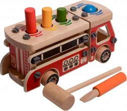 Houten brandweer constructieset met hamertje LUCY & LEO