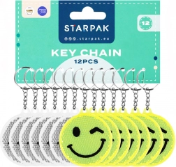Reflecterende hanger smiley 7 cm – mix van 2 varianten, verpakking per 12 stuks