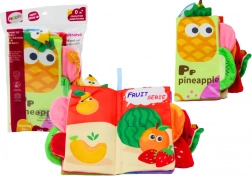 Zachte ritselende stoffen babyboek met fruit
