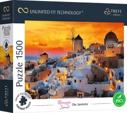 Puzzel TREFL UFT romantische zonsondergang: Oia, Santorini 1500 stukjes