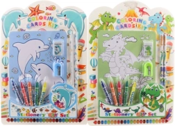 Scholenset met kleurplaten, kleurpotloden en accessoires