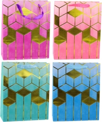 Cadeautas met geometrisch gouden patroon 32 × 26 × 12 cm