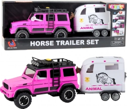 Terrainaauto met paardenaanhanger met licht en geluid