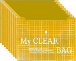 Transparante documentenmap met drukknoop A4 geel – 20 stuks